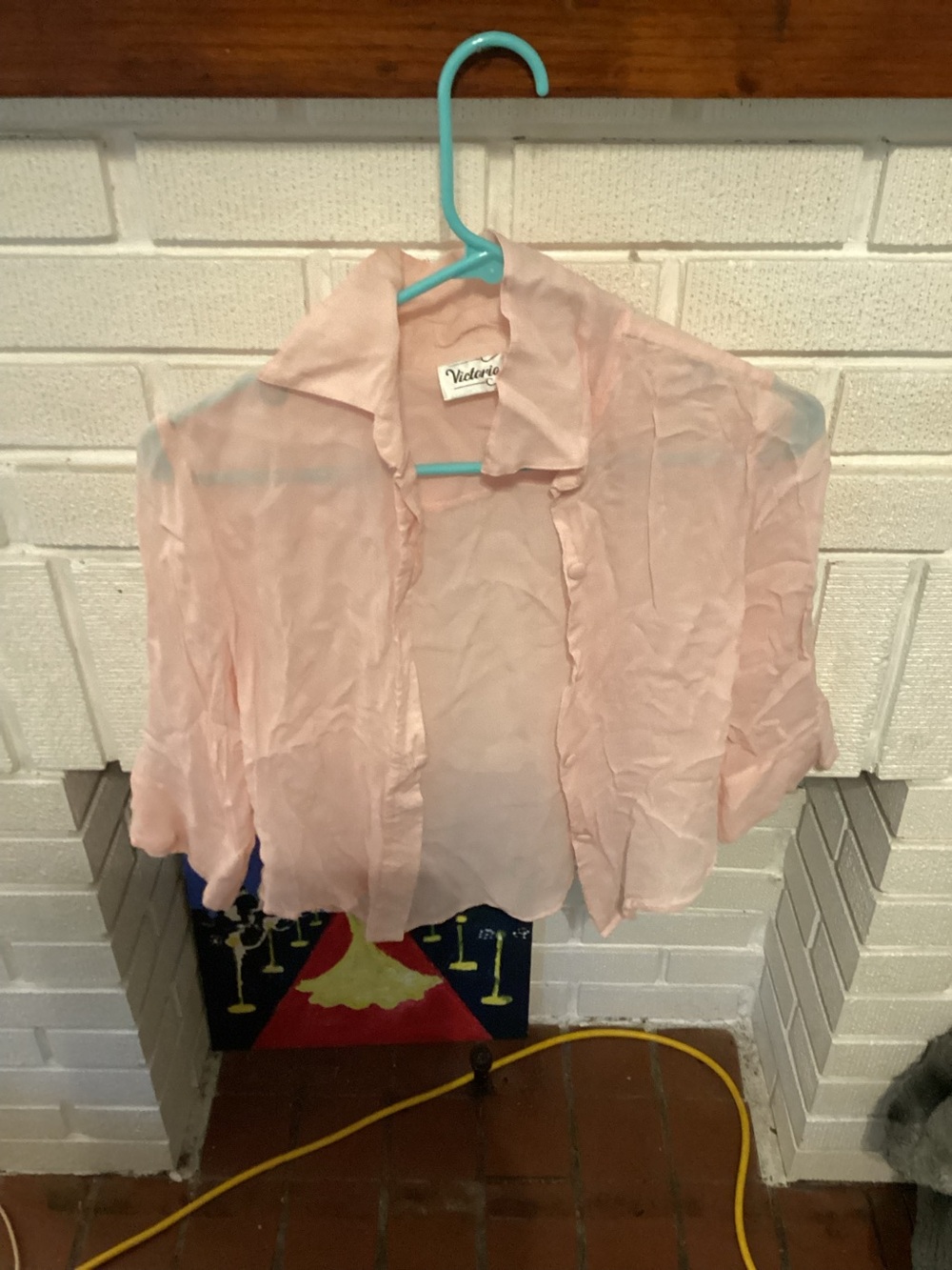 Victoria Sheer Pink Short-Sleeve Button Front Top